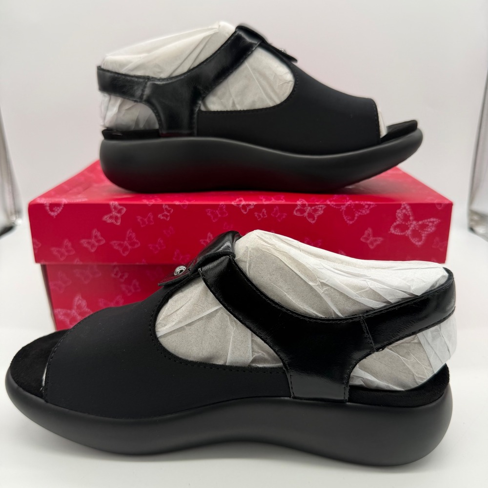 Alegria Betsie Stretch Nightly Black T-Strap Sandals BSE-6149 Size 37 7-7.5